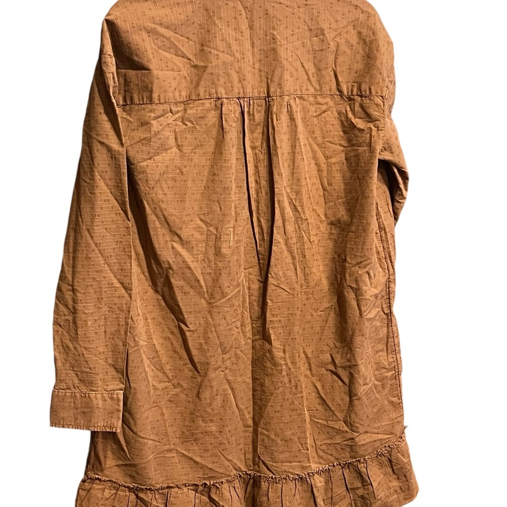 Wonderfuly Light Brown Button Down Blouse Dress with Ruffle - Picture 7 of 11